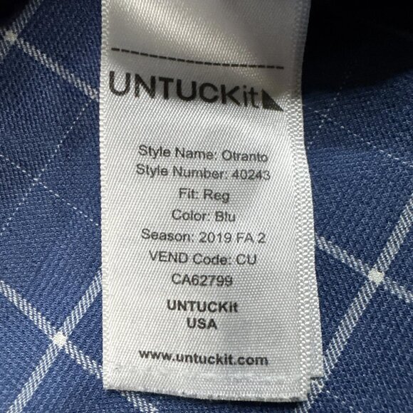 Untuckit Mens Blue Plaid Long Sleeve Button Up Shirt Size Medium - Picture 4 of 6